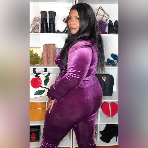 Purple Velour Jogger Set - Picture 3 of 9